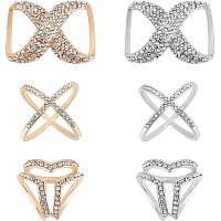 CHGCRAFT 6Pcs 6 Style X Shaped Fashion Scarf Ring Buckle Three Rings Scarves Buckle Infinity Hollow Scarf Clip for T-Shirt Neckerchief Shawl, Platinum and Golden