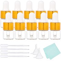 BENECREAT 50 Pack 1ml Mini Glass Bottles with Dropper Pipettes Mini Empty Eye Glass Dropper Bottles with Pipettes, Funnel, Polishing Cloth for Essential Oil Perfumes