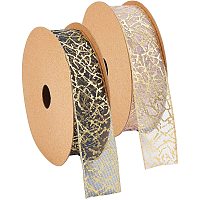 BENECREAT 1-1/8 Inches Swirl Glitter Wreath Ribbon 20 Yards by 2 Rolls Swirl Wired Sheer Glitter Ribbon for DIY Crafts, Home Decor, Gift Wrapping