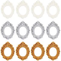 OLYCRAFT 18PCS Mini Resin Bezels European Resin Gold Flower Oval Rectangle Frame Tabletop Jewelry Display Frame for Photography Home Decor