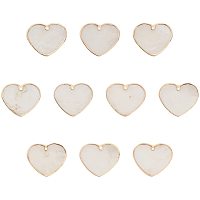 CHGCRAFT 10Pcs Edge Golden Plated Capiz Shell Pendants Heart Shape Electroplate Natural Capiz Shell Flat Pendant for Jewelry Making