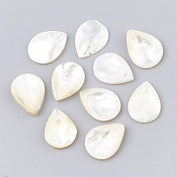 Honeyhandy Natural White Shell Beads, Mother of Pearl Shell Beads, teardrop, Seashell Color, 18~20x15x2~4mm, Hole: 0.8mm