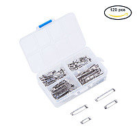 PandaHall Elite 120 Pcs 304 Stainless Steel Pin Back Clasp Brooch 4 Sizes for Badge Crafts, Jewelry Crafting, Sewing Fabric, Making Corsage