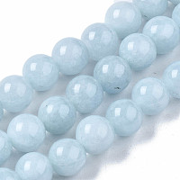 Honeyhandy Natural Chalcedony Beads Strands, Imitation Aquamarine, Dyed & Heated, Round, 8~9mm, Hole: 1mm, about 45~48pcs/strand, 15.7 inch