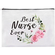 FINGERINSPIRE Nurse Theme Makeup Bag, 9x7 Inch Cosmetic Zipper Pouch for Purse Organizer, Canvas Bag Handbags Printing Pencil Bag for Nurse Practitioner Presents - Best Nurse Ever