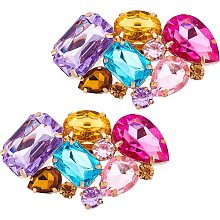 FINGERINSPIRE 2PCS Colorful Crystal Shoe Clips 2.5x1.5 inch Irregular Rhinestones Charms Shoe Buckles, Gorgeous Brilliant Shoes Jewelry Decoration with Box for Party Women Girls Bridal Pumps Flats