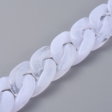 Honeyhandy Handmade Acrylic Curb Chains/Twisted Chains, Imitation Gemstone, White, 23.5x17x5mm, about 39.37 inch(1m)/strand