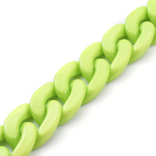 Honeyhandy Handmade Opaque Acrylic Curb Chains, Twisted Chain, Oval, for Jewelry Making, Lime, Link: 30x21x6mm, 39.37 inch(1m)/strand