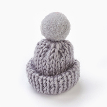 Honeyhandy Handmade Wool Woven Hat Decoration, DIY Craft Decoration, with Pom Pom Ball, Light Grey, 33~38x45~50mm.