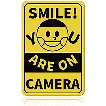 GLOBLELAND Smile You are On Camera Sign 8x12 inches 35 Mil Aluminum Smile Surveillance Warning Signs for Home or Business, UV Protected and Waterproof