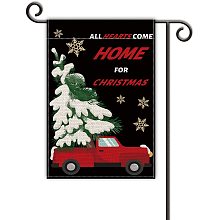 GLOBLELAND 12 x 18 Inch All Hearts Come Home for Christmas Flag Vertical Double Sided Red Truck with Christmas Tree Decor Winter Holiday Yard Decor, Black