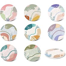 GLOBLELAND Set of 9 Round Absorbing Stone Coasters with Cork Base, Ceramic Drink Coasters Funny Birthday Housewarming for Tabletop Protection, Suitable for Kinds of Cups, Wooden Table