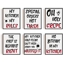 ARRICRAFT Kitchen Decor Painting Canvas Wall Art Black Red Kitchen Sign Canvas Hanging Painting Canvas Art 7.9x9.8inch Canvas Printing Artwork Wall Decoration Painting for Home Kitchen 6pcs/Set