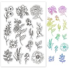 GLOBLELAND Flowers Clear Stamps Transparent TPR Stamp Acrylic Stamping Block for Card Making Decoration and DIY Scrapbooking