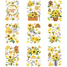 Arricraft 9pcs/Set Window Stickers Sunflower Bee Window Clings Floor Clings Self Adhesive Window for Halloween Party Decoration Acessories Halloween Themed Pattern Rectangle About 9.4x13.8inch