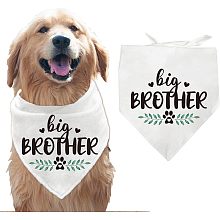 Arricraft 1 Pc Pet Dog Bandana, White Cotton Paw Prints Triangle Pet's Bandana Big Brother Words Plant Washable Puppy Cat Scarf Bibs Accessories for Dogs and Cats Gifts 55x55x78cm