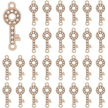 DICOSMETIC 80Pcs Crystal Key Shape Connector Charms Key Links Charms with Rhinestone Light Gold Links Connectors Elegant Alloy Connector Charms for Jewelry Making, Hole: 1.6mm