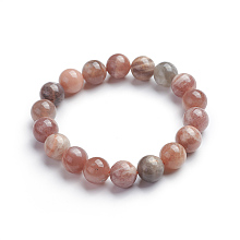 Honeyhandy Natural Sunstone Stretch Bracelets, Round, 2-1/8 inch(5.3cm), Bead: 10.8~11.5mm