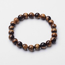 Honeyhandy Natural Tiger Eye Beaded Stretch Bracelets, 52mm