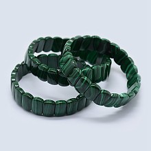 Honeyhandy Natural Malachite Stretch Bracelets, Rectangle, 2 inch(5.1cm)