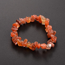 Honeyhandy Chips Natural Carnelian(Dyed) Beaded Stretch Bracelets, 1-3/4 inch(4.5cm)