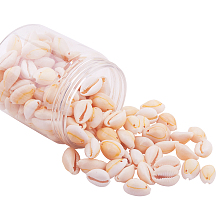 PandaHall Elite 100pcs/box Cowrie Cowry Seashells Oval Spiral Shells with Holes for Craft 14-20mm Length