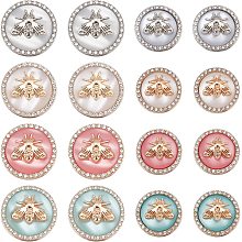 FINGERINSPIRE 16 Pcs 3D Bee Round Metal Button 18mm 25mm (4 Colors) 1-Hole Zinc Alloy Shank Buttons Enamel Blazer Buttons Set for Blazer Suits Sport Coat Uniform Jacket Sewing Fasteners Crafts