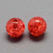 Honeyhandy Transparent Crackle Acrylic Beads, Round, Red, 8mm, Hole: 2mm, about 1890pcs/500g