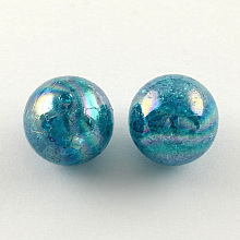 Honeyhandy AB Color Transparent Crackle Round Acrylic Beads, Dark Cyan, 20mm, Hole: 2.5mm, about 108pcs/500g