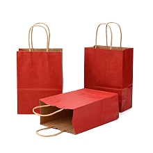 Honeyhandy Kraft Paper Bags, Gift Bags, Shopping Bags, with Handles, Dark Red, 15x8x21cm