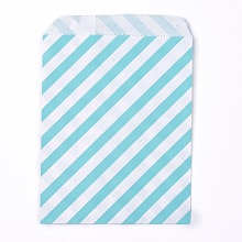 Honeyhandy Kraft Paper Bags, No Handles, Food Storage Bags, Stripe Pattern, Sky Blue, 18x13cm