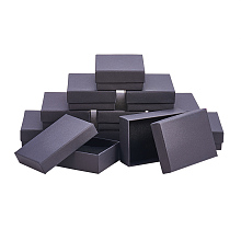 NBEADS 60pcs Cardboard Jewelry Set Boxes, For Necklaces, Earrings And Rings, Rectangle, Black, 9x6.5x2.8cm