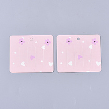 Honeyhandy Cardboard Hair Clip Display Cards, Rectangle with Flower Pattern, Pink, 6x6.9x0.03cm, Hole: 4mm