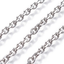 Honeyhandy Tarnish Resistant 304 Stainless Steel Cable Chains, Diamond Cut Chains, Unwelded, Stainless Steel Color, 4x3x0.8mm