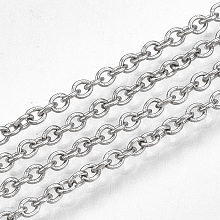 ARRICRAFT 304 Stainless Steel Cable Chains, Soldered, with Spool, Oval, Stainless Steel Color, 2.5x2x0.5mm, about 49.21 Feet(15m)/roll