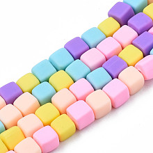 Honeyhandy Handmade Polymer Clay Beads Strands,  Cube, Medium Purple, 6~6.5x6~6.5x6~6.5mm, Hole: 1.4mm, about 61pcs/strand, 15.75 inch~15.94 inch(40.5cm)