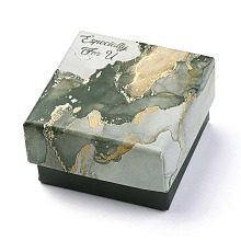 Honeyhandy Cardboard Jewelry Boxes, with Sponge Inside, for Jewelry Gift Packaging, Square with Marble Pattern and with Word Specially for U, Slate Gray, 5.2x5.15x3.2cm