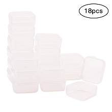 Honeyhandy Transparent Plastic Bead Containers, Rectangle, Clear, 4.2x3.8x1.8cm, 18pcs/set