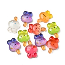 Luminous Resin Cabochons, Rabbit Lollipop, Mixed Color, 28.5x19.5x8mm