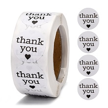 Honeyhandy 1 Inch Thank You Stickers, Adhesive Roll Sticker Labels, for Envelopes, Bubble Mailers and Bags, White, 25mm, about 500pcs/roll