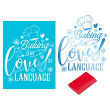 GORGECRAFT Love Baking Silk Screen Stencils Kit Include Self Adhesive Silkscreen Stencils and Reusable Screen Printing Squeegees Printing Tools for Applying Chalk Paste or Ink