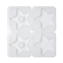 Honeyhandy Pendant Silicone Molds, Resin Casting Molds, For UV Resin, Epoxy Resin Jewelry Making, Star, White, 164x158x10mm, Hole: 4mm & 20.5mm, Star Lnner: 70x57mm