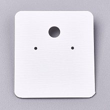 Honeyhandy Plastic Jewelry Display Cards, for Hanging Earring Display, Rectangle, White, 45.5x40x4.5mm, Hole: 1.4mm and 6mm, 100sheets/bag