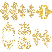 NBEADS 12 Pcs Gold Flower Embroidery Patch, 6 Styles Iron on Patches Sew on Patches Golden Floral Lace Appliques for Wedding Dress Decoration Repair Clothing Backpacks Jeans Caps