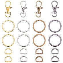 PH PandaHall 40 Sets 4 Colors DIY Key Chain Making, 40pcs Alloy Lobster Claw Clasps, 20pcs D-Shaped Iron Rings and 20pcs Alloy Round Rings for Dog Collar/Jewelry Finding