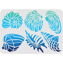 FINGERINSPIRE Seashell Plastic Stencil for Walls and Crafts DIY, 11.7x8.3 inch Reusable The Undersea World Drawing Painting Stencil Template for Painting on Wood, Floor, Furniture, Paper and Fabric