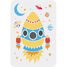 FINGERINSPIRE Space Rocket Stencil 11.7x8.3 inch Large Plastic Planet Drawing Stencils UFO Moon Star Stencils Templates Reusable Art Craft Stencil Rocket Painting Template for Wall Canvas Furniture