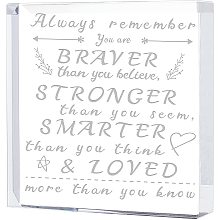 FINGERINSPIRE Square Crystal Engraved Keepsake and Paperweight, Encouragement Graduation Gift for Teen, Inspirational Gifts for Son Daughter Friend - Always Remember You are Braver Than You Believe