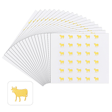 OLYCRAFT Paper Self Adhesive Cartoon Stickers, for Envelopes, Bubble Mailers and Bags Decor, Gold, Cow Pattern, 7.8x9x0.02cm