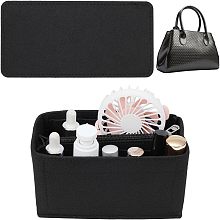 WADORN 3pcs Felt Tote Bag Insert Organizer, Felt Handbag Organizer Multiple Compartments Toiletry Bag Insert Interior Shaper Detachable Rectangle Bag In Bag with Rectangle Bottom Shaper, Black